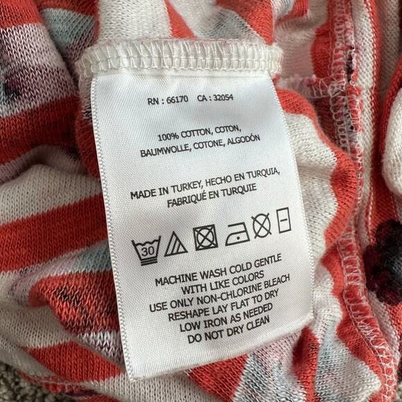 Postmark Anthropologie orange & white floral striped short sleeve top size XS - Picture 7 of 11